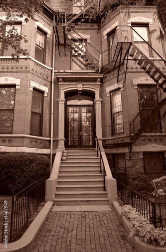 Photo: sepia toned entry to old brownstone boston sepia toned entry to old brownstone boston