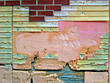 old wall brick , white, yellow, pink and gray old wall brick , white, yellow, pink and gray
