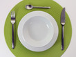 plate, knife, fork and teaspoon