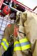 worn fireman coat