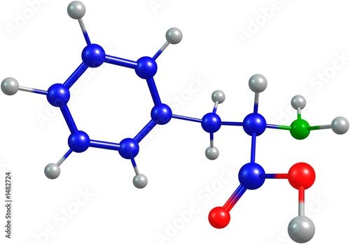 Illustration: the 3d colorified molecule of phenylalanine the 3d colorified molecule of phenylalanine