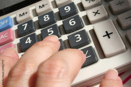 calculator and hand