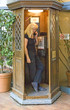 lady in phone booth or phone box