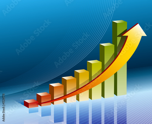 Illustration: business graph in blue business graph in blue