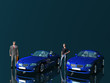 businessman and model with cars..