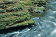 flowing stream and moss covered rocks