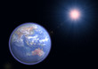 earth facing australia with halo and purple star