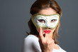 brunette with mask