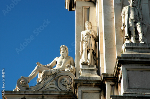 portugal, lisbon: statue at praca do comercio