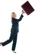 woman throwing briefcase