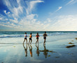 jogging along the surf