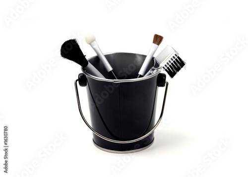 objects - make-up brushes in a bucket objects - make-up brushes in a bucket