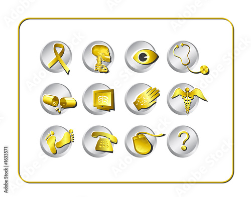 Illustration: medical & pharmacy icon set - golden 2 medical & pharmacy icon set - golden 2