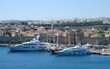 rhodes harbor, yachts and the old town