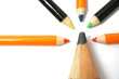 Photo: the big pencil and five small color pencils on a horizontal the big pencil and five small color pencils on a horizontal