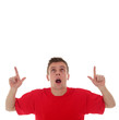 man pointing up