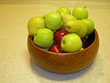 wooden bowl full of pear and red and green apples wooden bowl full of pear and red and green apples