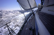 Yacht beating to windward in the mediterranean