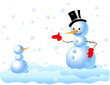 Illustration: snowman & baby-snowman snowman & baby-snowman