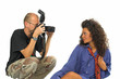 professional photographer with dslr while working