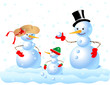 Illustration: happy snowman family happy snowman family