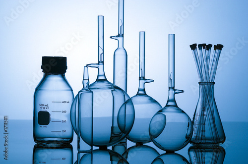 Photo: blue glass flasks blue glass flasks