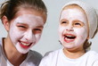 two girls playing spa