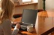 woman at the laptop indoor woman at the laptop indoor