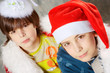 two boys in christmas suit