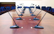 microphones in empty conference hall