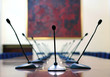 microphones in empty conference room