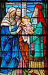 stained glass window of baby jesus / 3 wise men stained glass window of baby jesus / 3 wise men