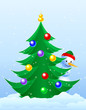 christmas tree & snowman peeking christmas tree & snowman peeking
