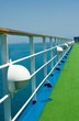 wooden handrail on cruise ship deck at sea wooden handrail on cruise ship deck at sea