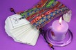 tarot cards and candle