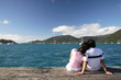 romantic asian couple on the beach romantic asian couple on the beach