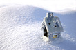 christmas toy house on the snow