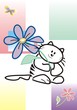 a cat a giving flower