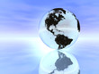 silver globe in blue background silver globe in blue background