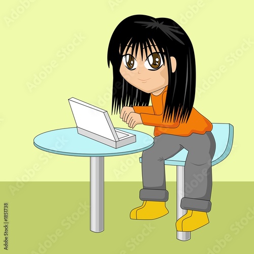 Cartoon Girl on Cartoon Girl Using Laptop    Audrey Eun  1851738   See Portfolio