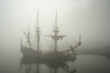old sailship (pirate?) in the fog