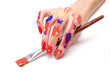 colored hand with a paintbrush