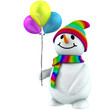 3d snowman with balloons