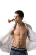 young man with rose
