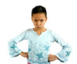 a young girl expressing disagreement