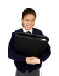 a young schoolgirl carrying a file