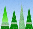 snowfall over the christmas trees.