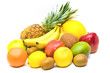 assorted fruits on white