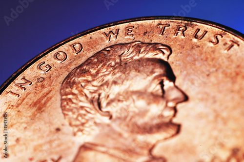 Photo: in god we trust on blue in god we trust on blue