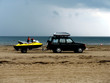 jet ski tugged by a 4x4